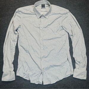 Hugo Boss Men's Slim Fit Long Sleeve Shirt Size M Blue White Button Down Stretch